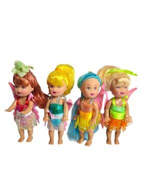 Mini Fairy Dolls 4pc Poseable Wings 4.5" Kelly Clone Colorful Whimsical New